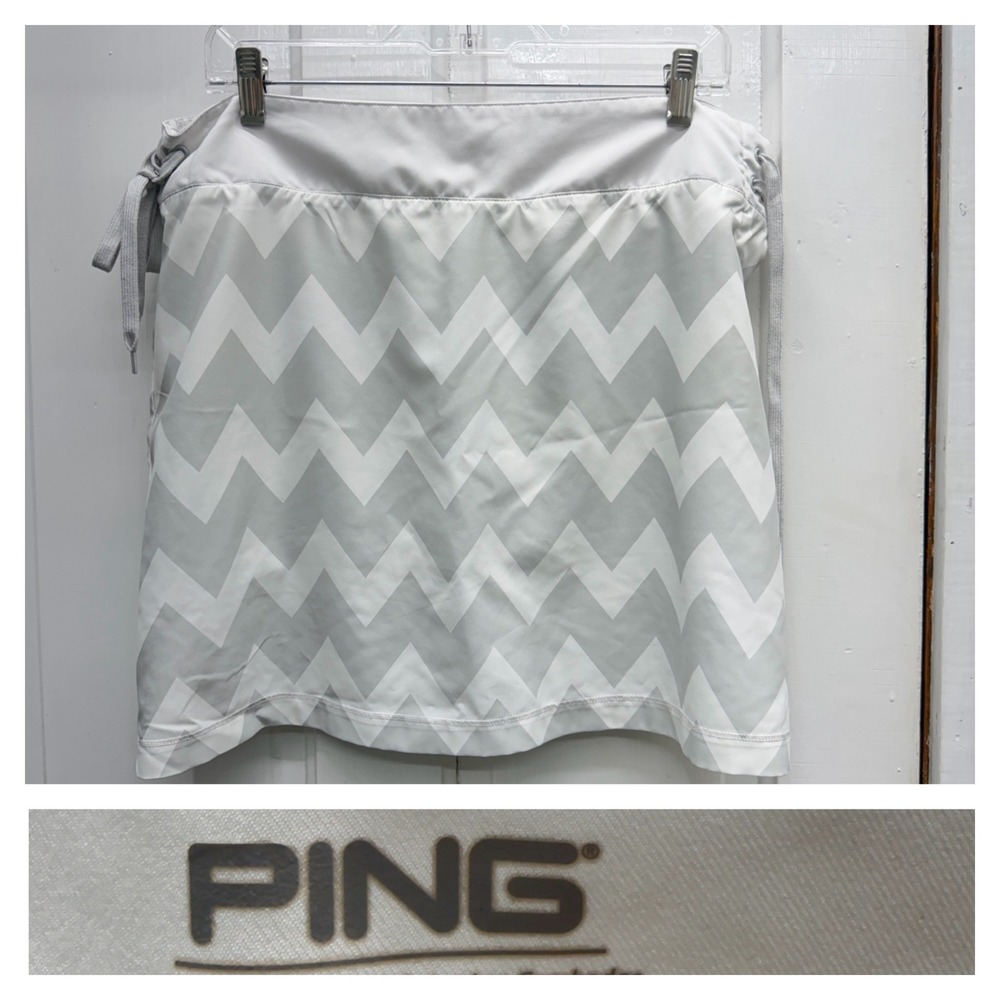 Ping White Grey Chevron‎ Print Golf Skirt Skort Women's Large